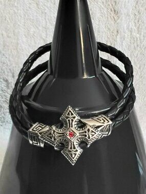 BNWOT 3/$25 Florence Scovel 8" Punk Cross Leather Bracelet Fashion Jewelry!!